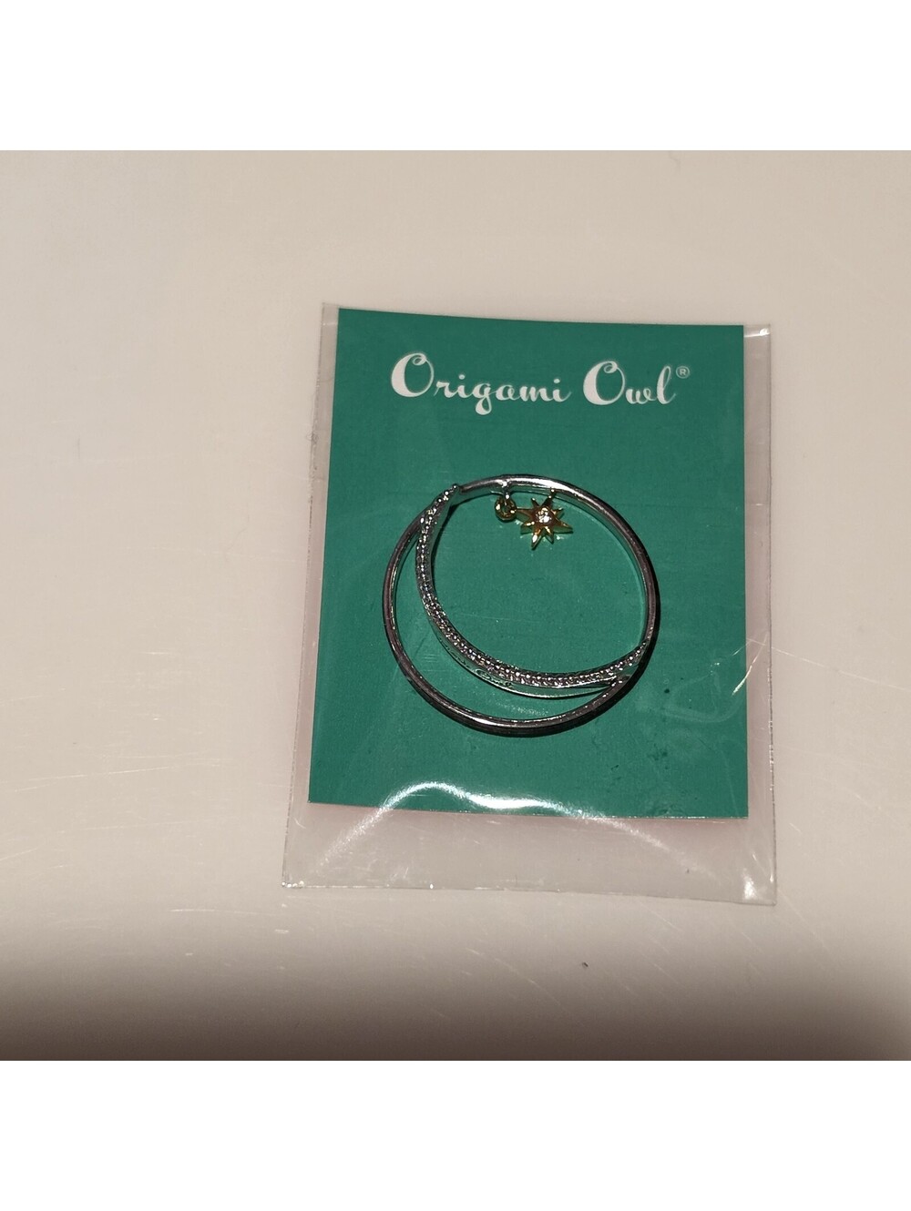 ORIGAMI OWL LARGE SILVER MOON AND STAR WINDOW SHELF